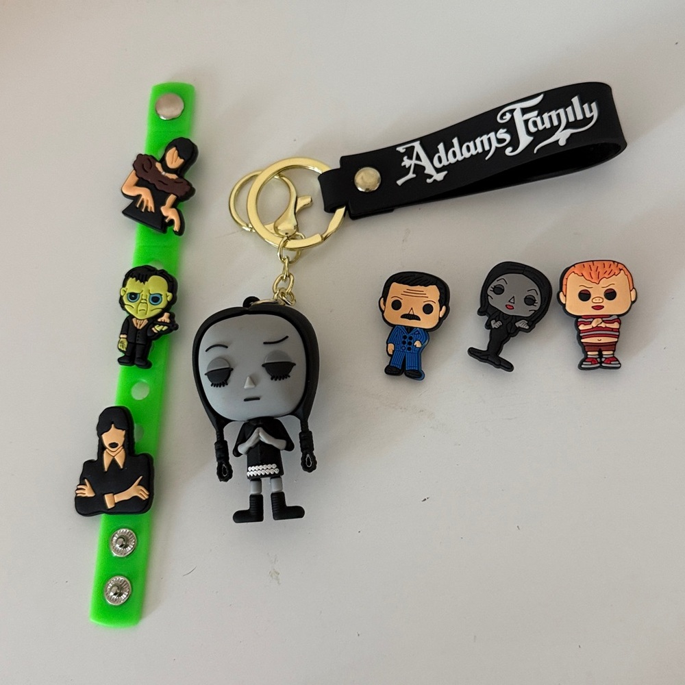 Addams Family Keychain and Bracelet Set